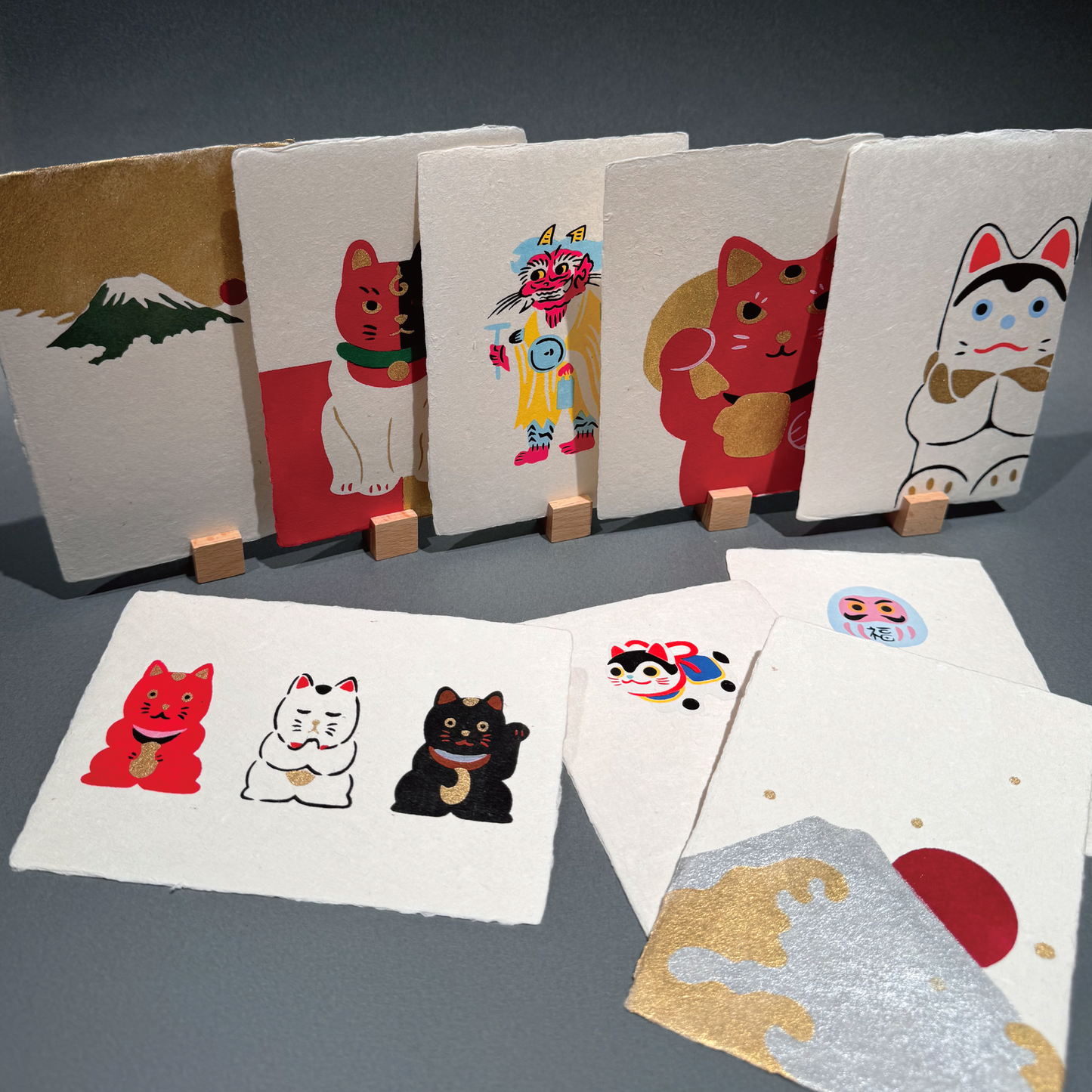 Hand-printed Postcard Large Maneki-neko