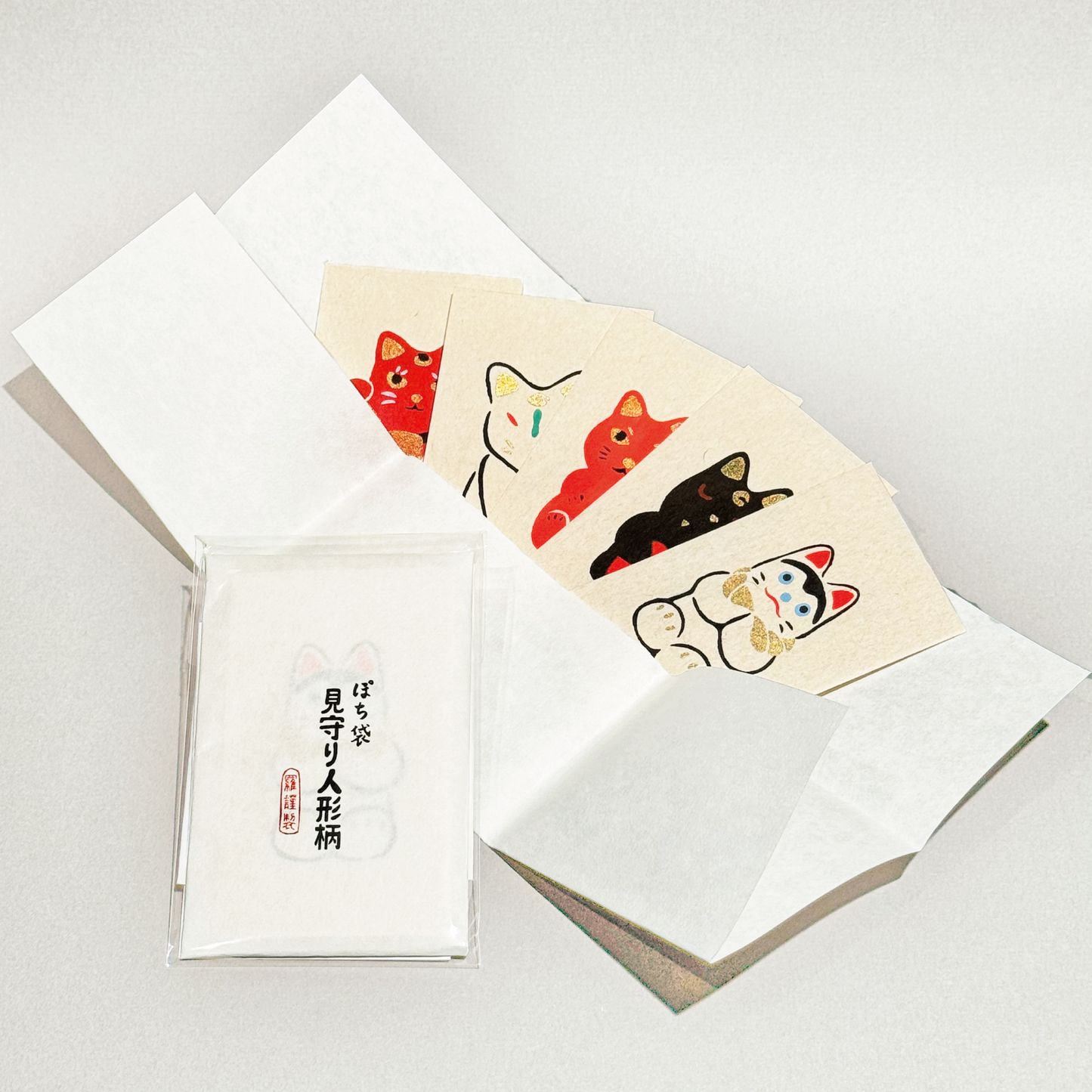 型染めぽち袋包み「見守り人形」