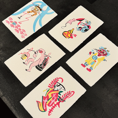 Hand-printed postcards "Otsu-e" series